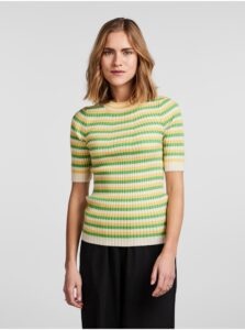 Green-Yellow Women Striped Light Sweater Pieces