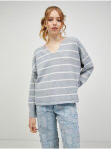 Light gray striped oversize sweater VERO