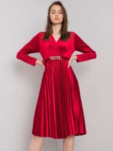 Red pleated velour