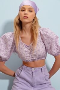 Trend Alaçatı Stili Blouse - Purple