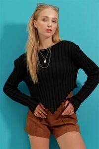 Trend Alaçatı Stili Sweater - Black