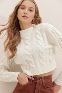 Trend Alaçatı Stili Sweater - Ecru
