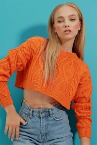 Trend Alaçatı Stili Sweater - Orange