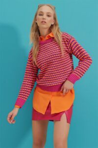 Trend Alaçatı Stili Sweater - Pink