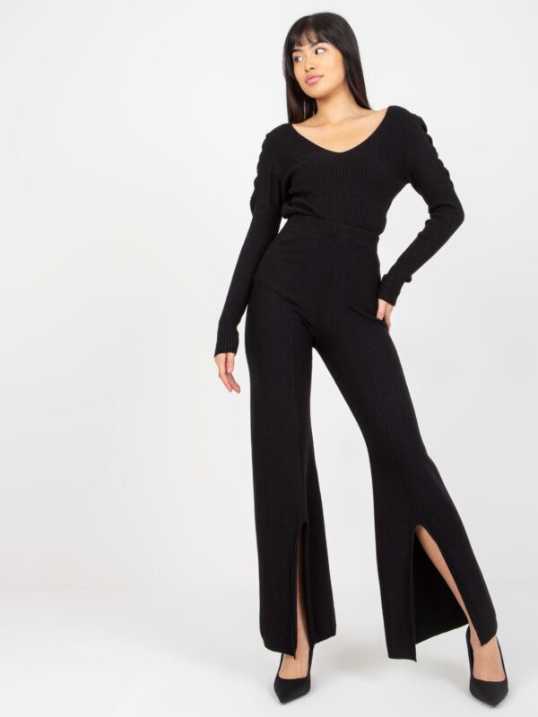 Black knitted trousers with