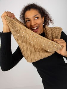 Camel knitted women's neck warmer