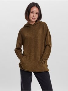 Khaki womens elongated hooded sweater VERO
