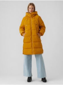 Orange Quilted Winter Coat with Hood VERO MODA Aura -
