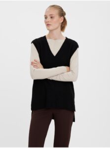 Black sweater vest with mixed wool