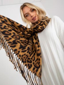 Camel and black women's scarf