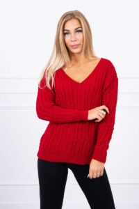 Knitted sweater with V-neck