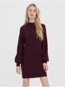 Burgundy sweater dress with balloon sleeves VERO