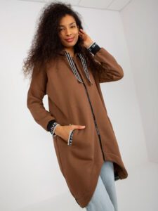 Brown long zippered hoodie