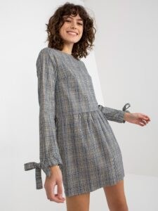 Checkered dress with sleeve ties