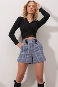 Trend Alaçatı Stili Shorts - Blue