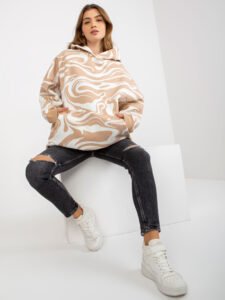 Camel and white oversize sweatshirt