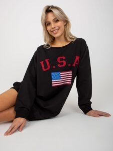 Black loose sweatshirt with print