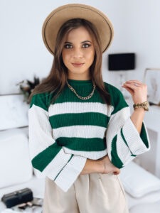 Women's sweater AMELIA green-white