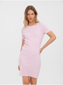 White-pink striped short dress VERO MODA