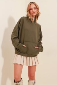 Trend Alaçatı Stili Sweatshirt - Khaki