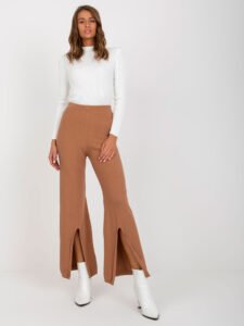 Camel wide knitted trousers