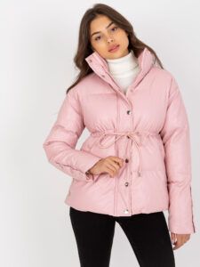 Winter pink down jacket made of