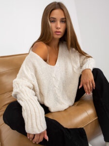 Ecru oversized knitted sweater