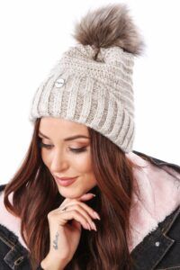 Beige winter cap with