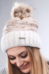 Beige winter cap with