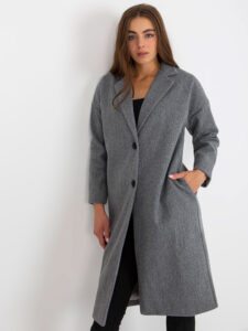 Elegant grey coat with button