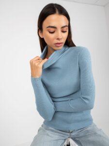 Light blue simple ribbed sweater