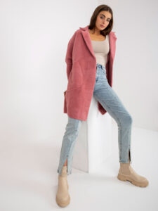 Powdery pink lady's alpaca coat