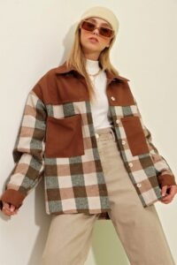 Trend Alaçatı Stili Shirt - Brown