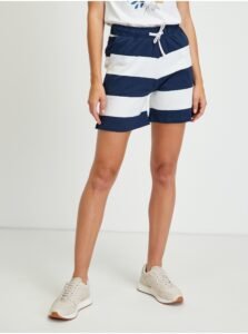 White and Blue Striped Tracksuit Shorts