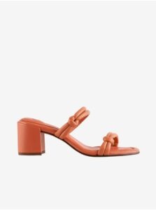 Orange Women's Leather Slippers with heels