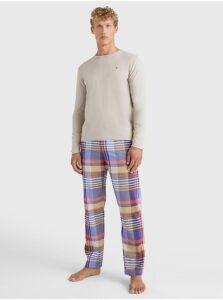 Blue-Beige Mens Checkered Pajamas Tommy