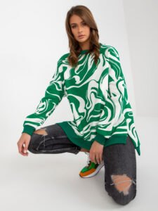 Green-white oversize sweatshirt with