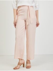 Light pink women's trousers with linen
