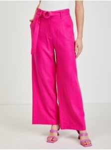 Dark pink women's linen trousers