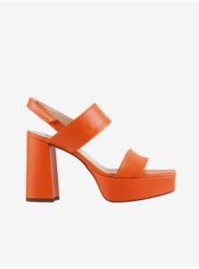 Orange Women's Leather High Heel Sandals