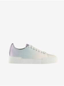 Purple and white women's leather sneakers