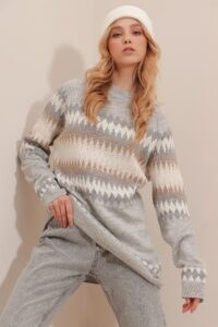 Trend Alaçatı Stili Sweater - Gray