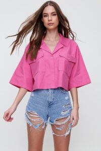 Trend Alaçatı Stili Shirt - Pink