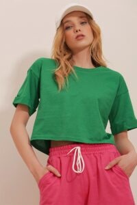 Trend Alaçatı Stili T-Shirt - Green
