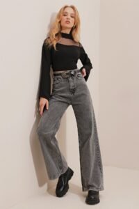 Trend Alaçatı Stili Jeans - Gray