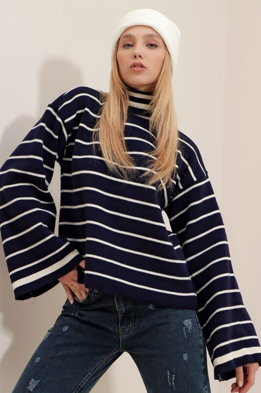 Trend Alaçatı Stili Sweater - Navy