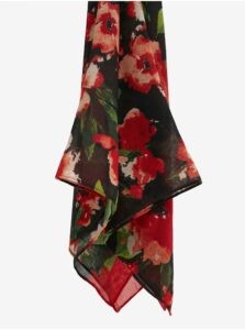 Orsay Red-Black Ladies Flowered Scarf