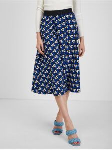 Orsay Blue Pleated Patterned Skirt