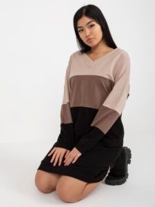 Beige and black basic dress with