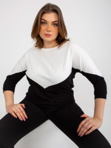 Ecru and black basic blouse with